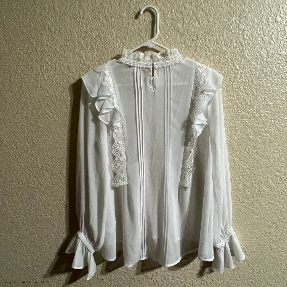 Anthropologie/eri+ali White Blouse - Picture 9 of 12